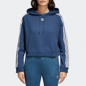 Adidas blue crop hoodie